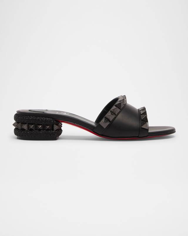 Leather Spike Red Sole Mule Sandals